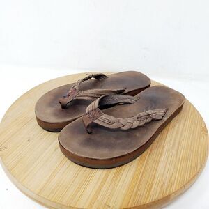 Rainbow Sandals Kids 9 Flip Flop Brown Leather Braid Thong Flat Shoes